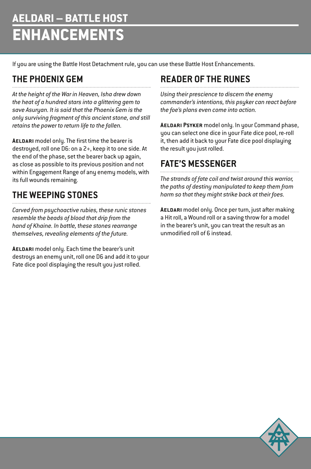 If You Are Using The Battle Host Detachment Rule, You Can Use These Battle Host Enhancements.