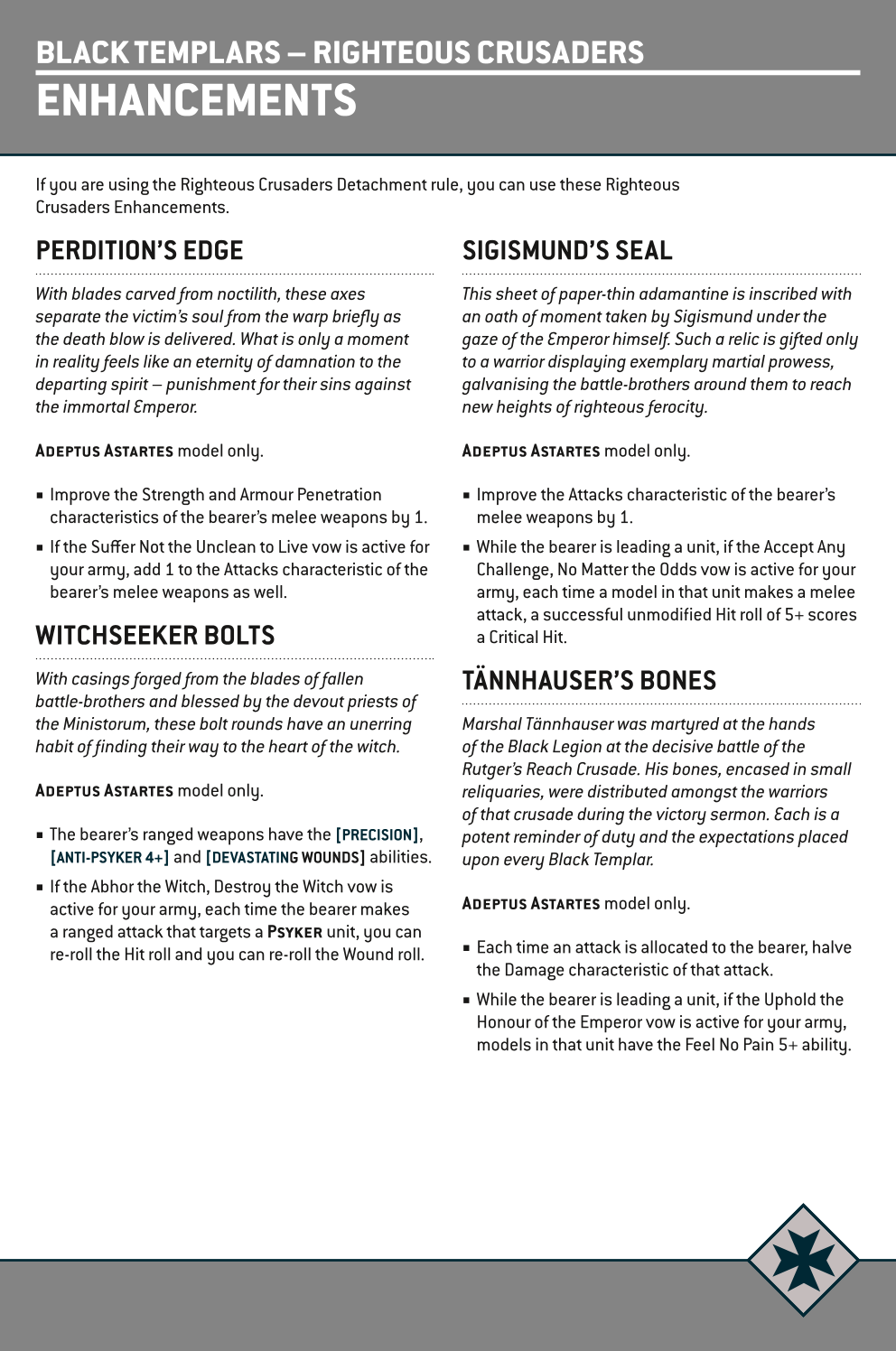 If You Are Using The Righteous Crusaders Detachment Rule, You Can Use These Righteous