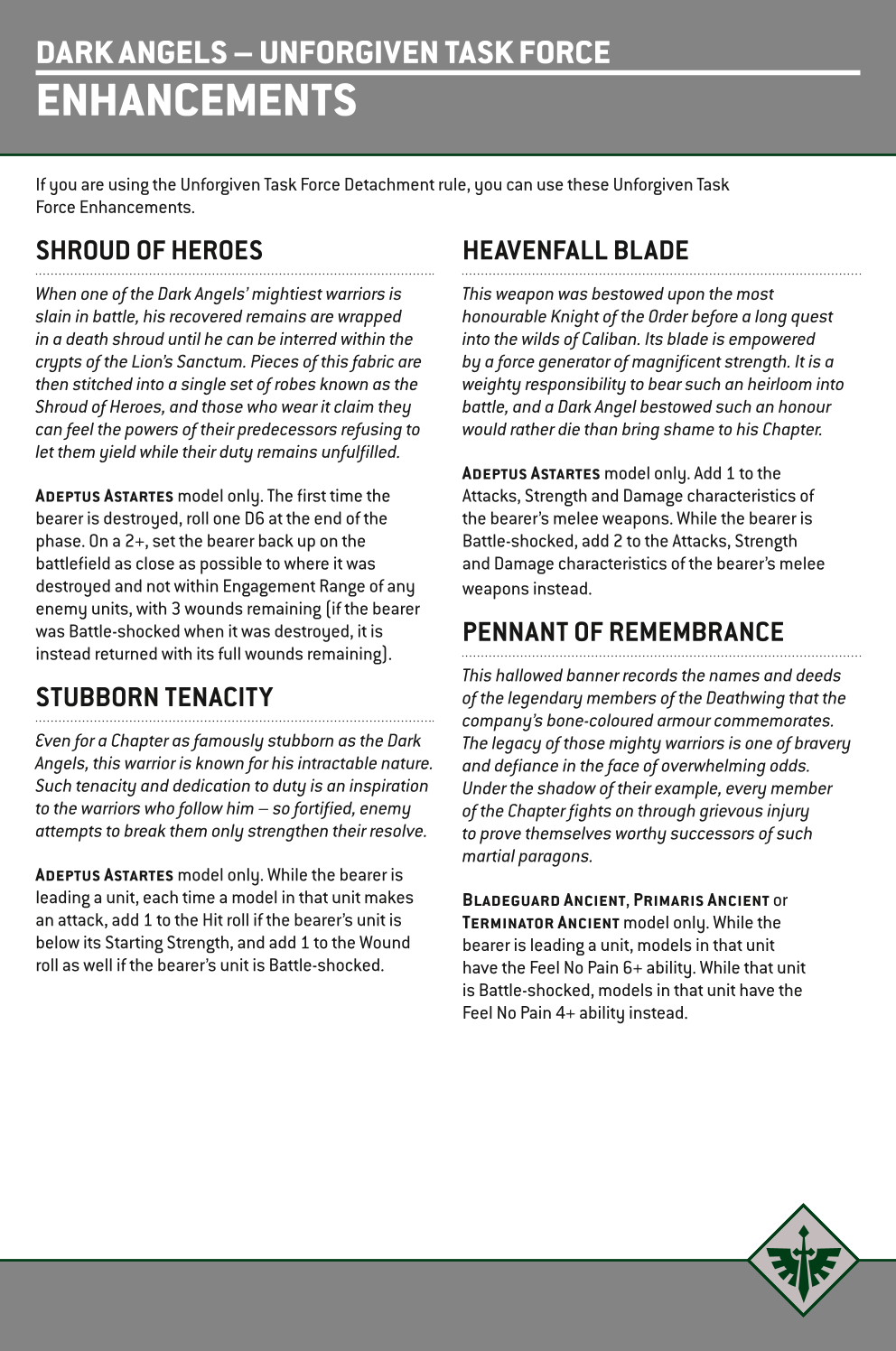 If You Are Using The Unforgiven Task Force Detachment Rule, You Can Use These Unforgiven Task