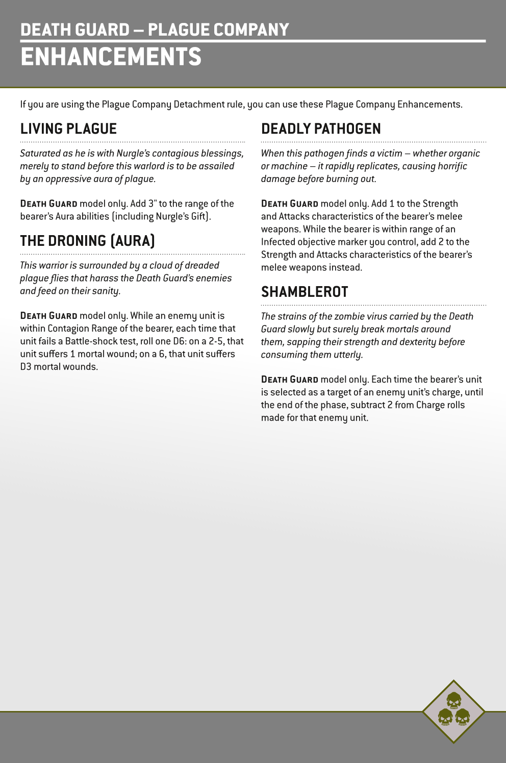 If You Are Using The Plague Company Detachment Rule, You Can Use These Plague Company Enhancements.