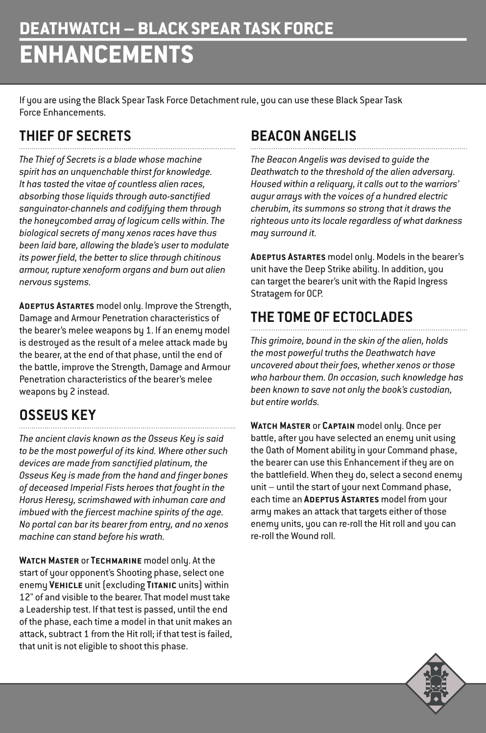 If You Are Using The Black Spear Task Force Detachment Rule, You Can Use These Black Spear Task