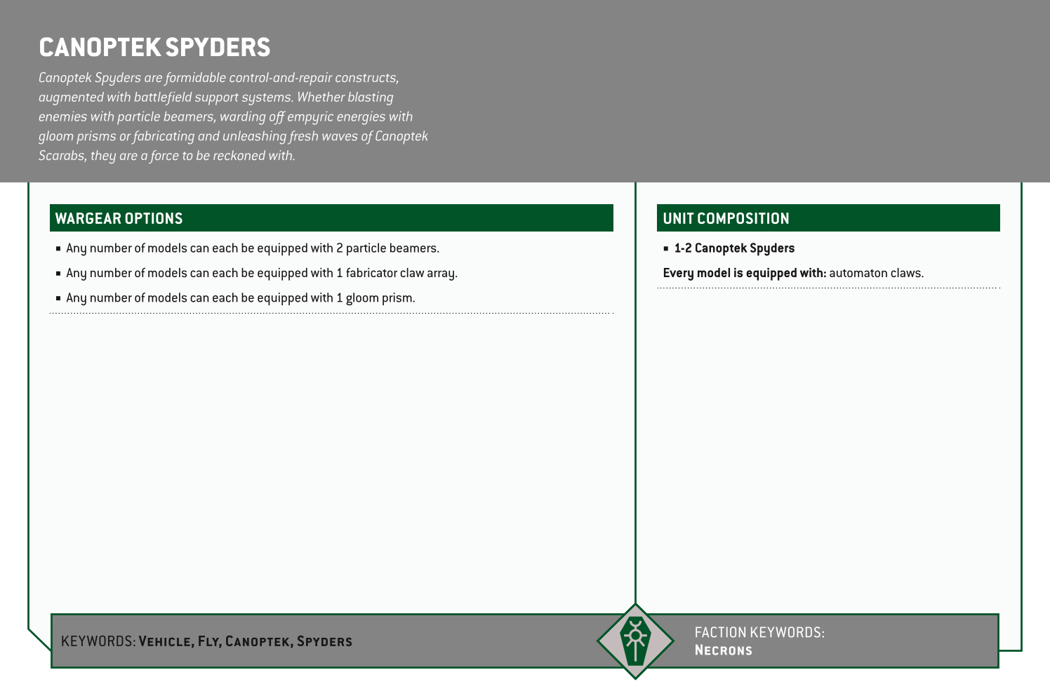 Canoptek Spyders Options