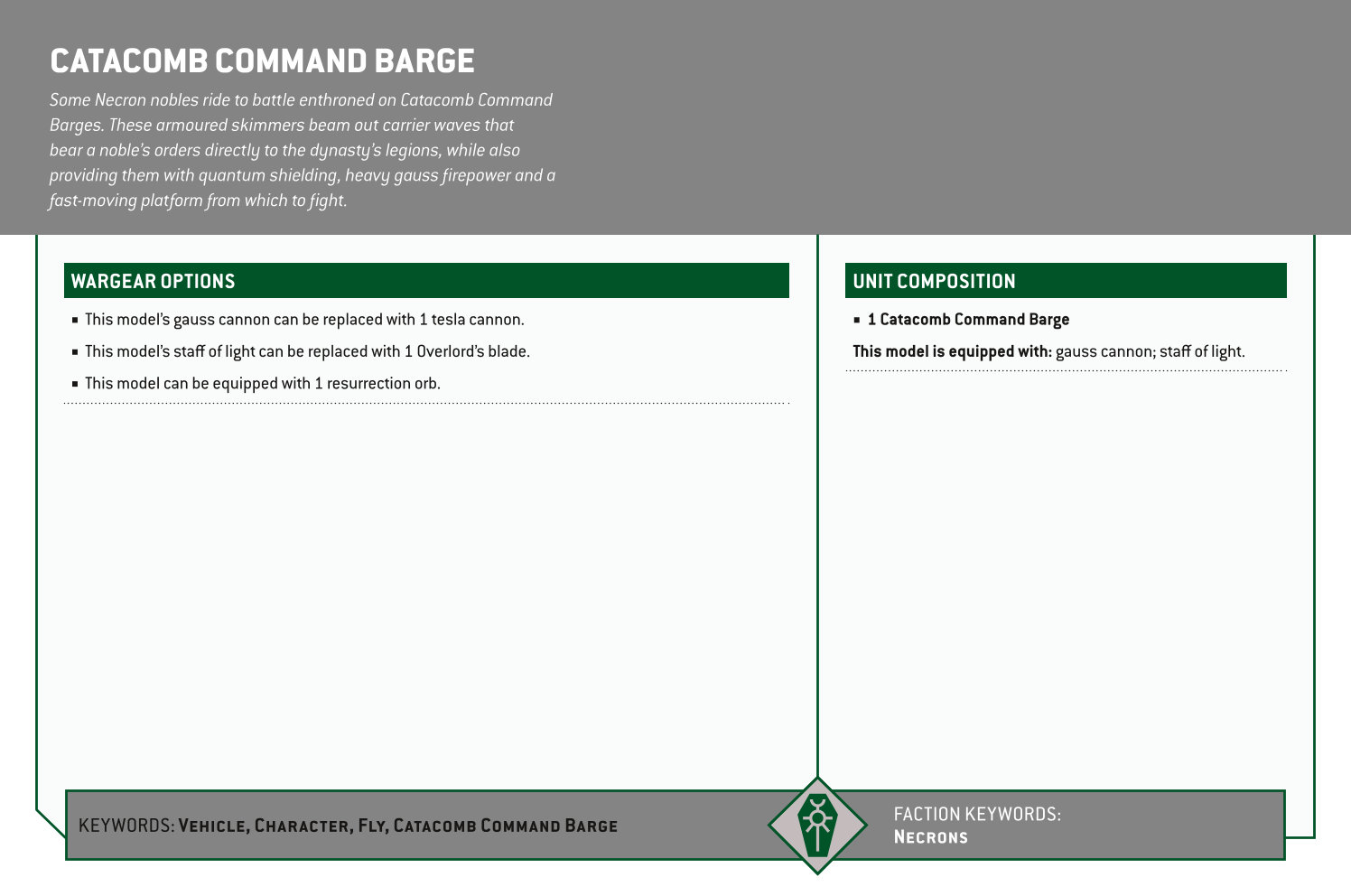 Catacomb Command Barge Options
