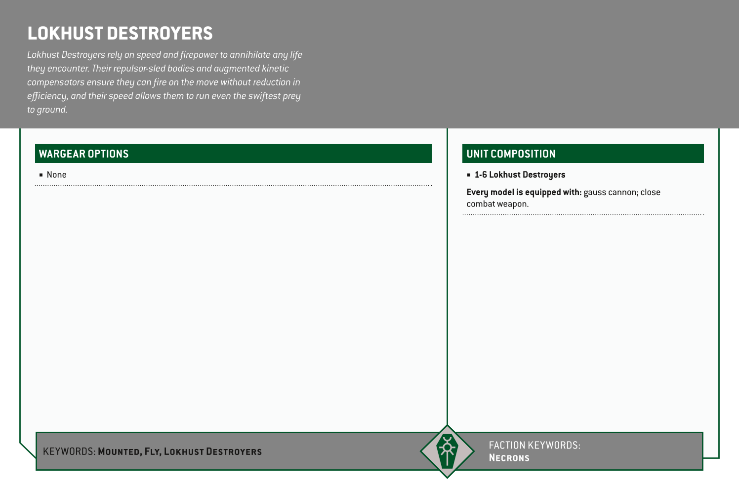 Lokhust Destroyers Options