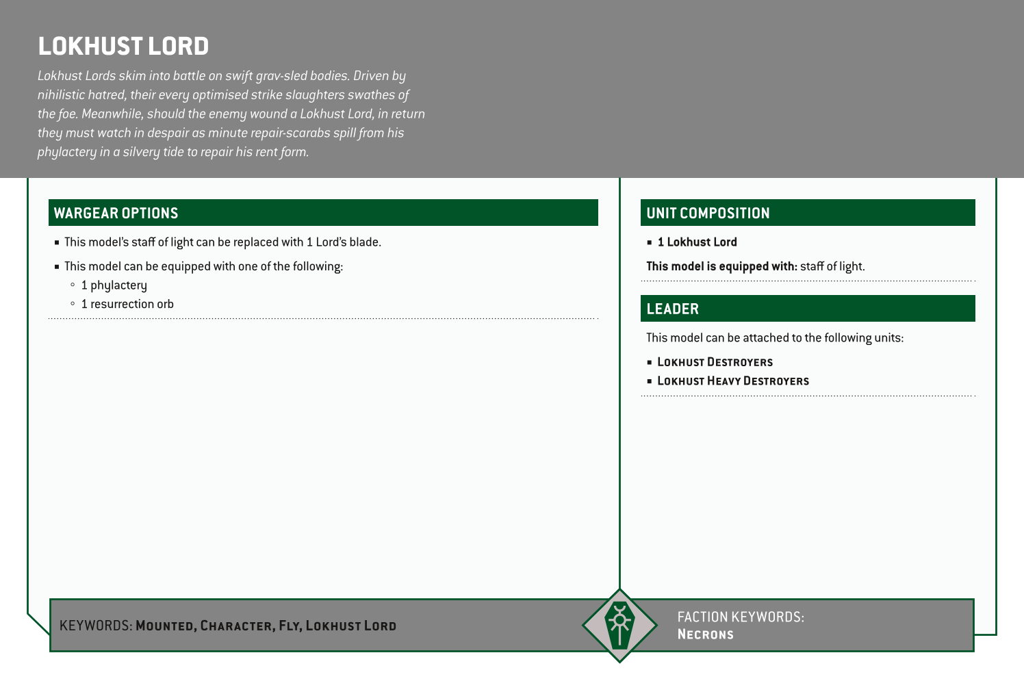 Lokhust Lord Options