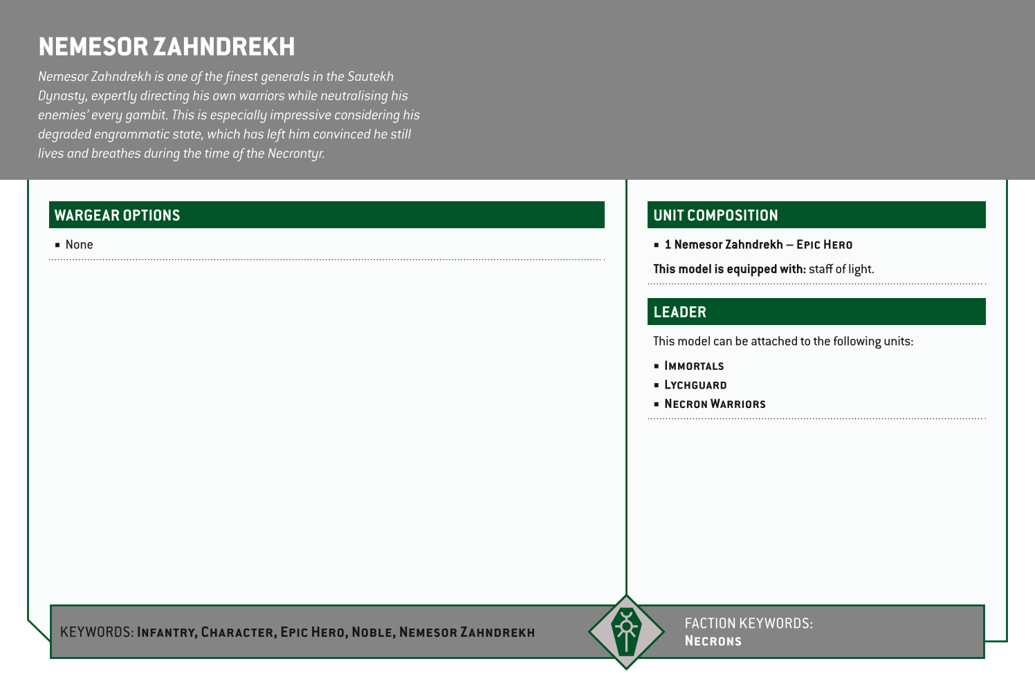 Nemesor Zahndrekh Options