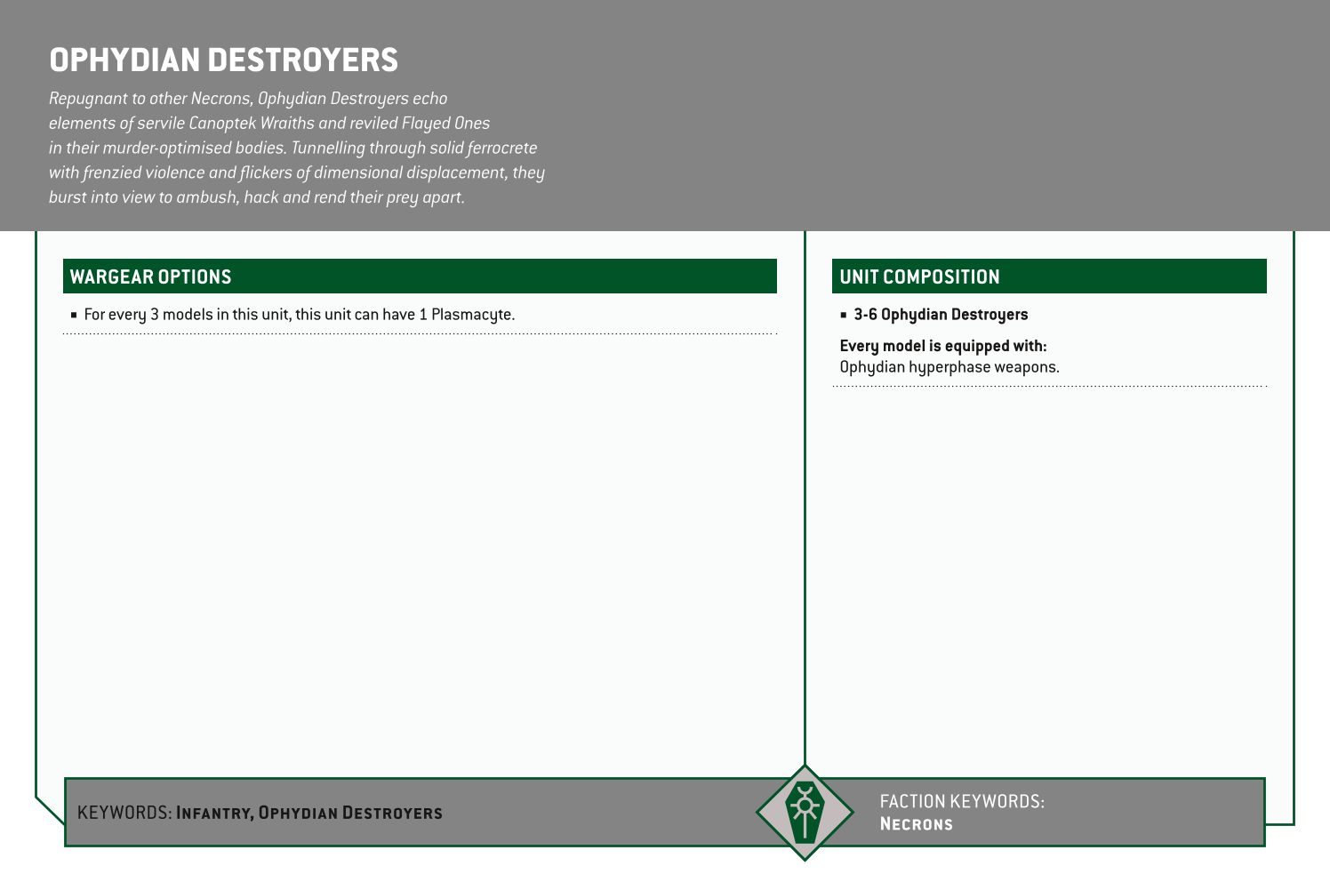 Ophydian Destroyers Options