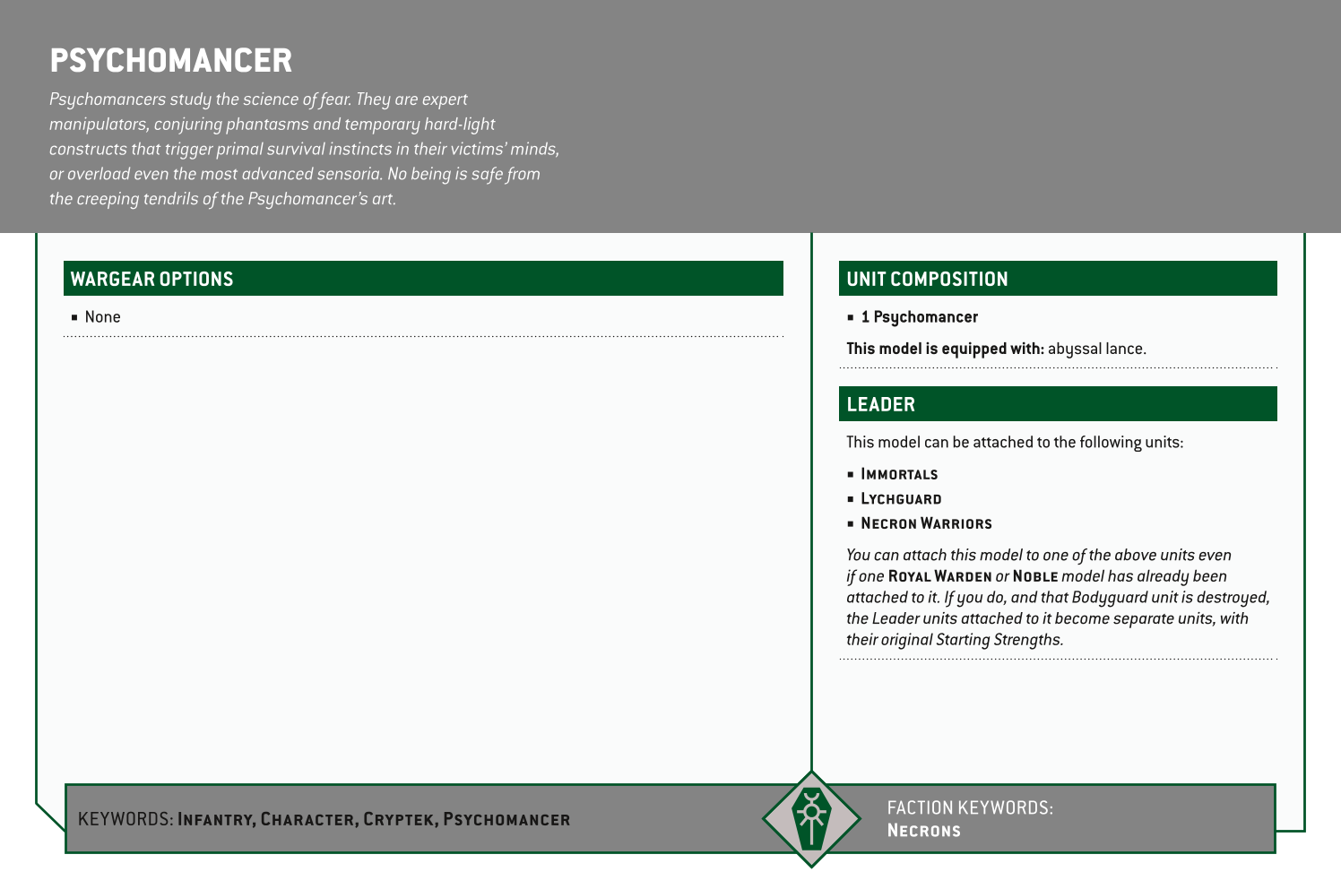 Psychomancer Options