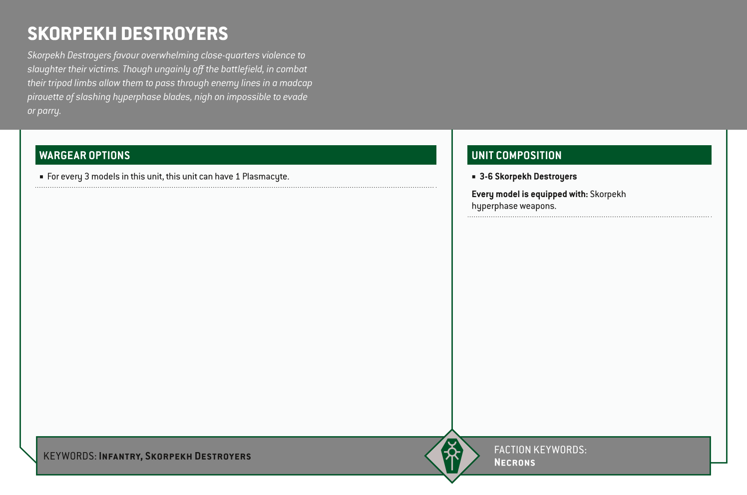 Skorpekh Destroyers Options