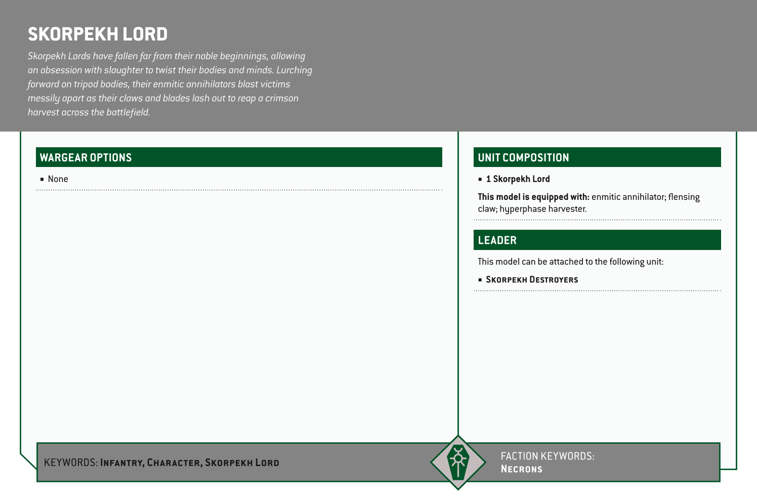 Skorpekh Lord Options
