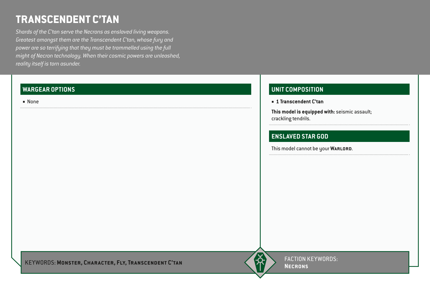Transcendent C’tan Options