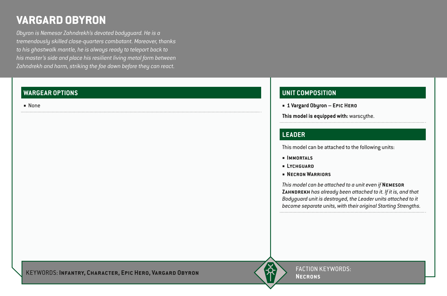 Vargard Obyron Options